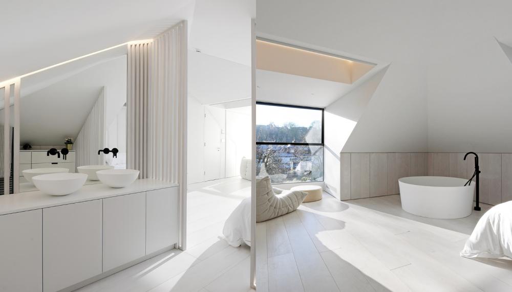 Highgate House, by Hatterwan Architects, featuring Riluxa&rsquo;s Lyon washbasins and Osaka bathtub